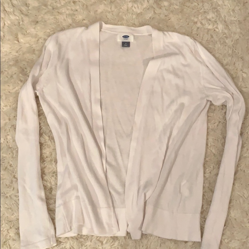 White cardigan sweater